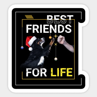 Bernese Mountain Dog Best Friends for Life Christmas Sticker